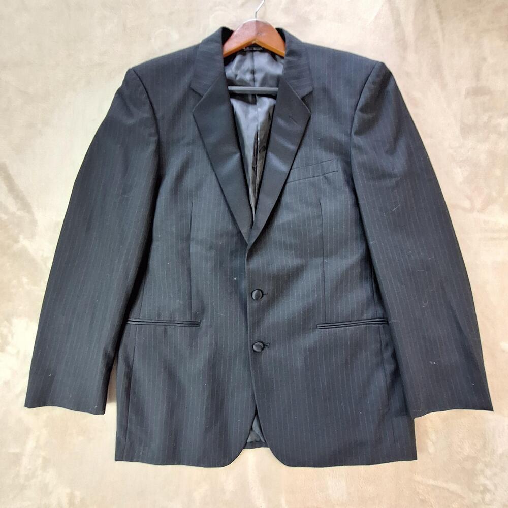 Platinum Formals Suit Jacket Mens 42 Long Black Stripe Ventless Tuxedo Formal